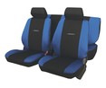 Juego de fundas para asientos de automóvil de talla única y fabricadas en poliester de color negro con los laterales en azul CAR FACTORY Daytona.