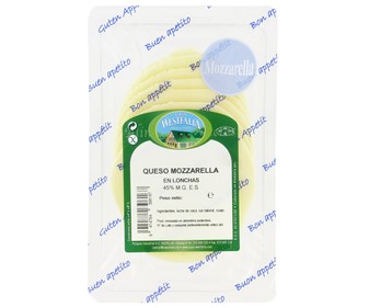 Queso en lonchas mozzarella 150 gramos Queso en lonchas mozzarella 150 gramos