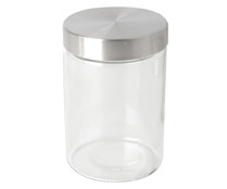 Bote de vidrio con tapa de acero inoxidable, 1,2 litros, ACTUEL.