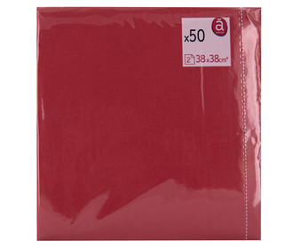Servilletas de papel desechables rojas 2 capas 38 x 38 cm. ACTUEL 50 uds. Servilletas de papel desechables rojas 2 capas 38 x 38 cm. ACTUEL 50 uds.