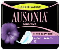 Compresas super con alas AUSONIA Sensitive 12 uds.