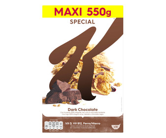 Cereales con chocolate negro 550 g.