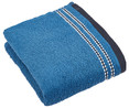 Toalla de baño con pespunte, 100% algodón, densidad de 360g/m², color azul, ACTUEL.