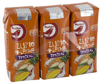 Leche con zumo de frutas tropicales PRODUCTO ALCAMPO 3 x 330 ml.