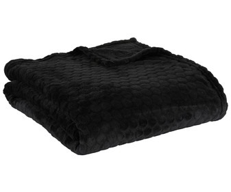 Plaid de franela hexágono, 125x150cm, 100% poliéster, color negro, ACTUEL. Plaid de franela hexágono, 125x150cm, 100% poliéster, color negro, ACTUEL.