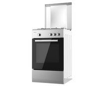 Cocina independiente a gas butano TAURUS CIG3FIXMG 3 fuegos. H: 85,5cm, A: 50cm, F: 56,5cm.