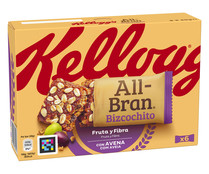 Barritas en bizcocho de fruta y fibra ALL-BRAN KELLOGG´S  pack 6 uds. x 40 g..