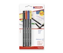 4 marcadores permanente, punta fina de fibra y grosor de 1mm , varios colores EDDING 1200.