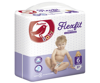 Pañales talla 6 para bebés de más de 16 kilogramos ALCAMPO BABY Flexfit 27 uds. Pañales talla 6 para bebés de más de 16 kilogramos ALCAMPO BABY Flexfit 27 uds.