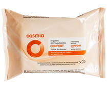 Toallitas desmaquillantes suavizantes para todo tipo de pieles COSMIA 25 uds.
