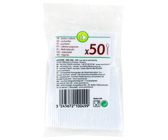 Cucharillas desechables de plástico color blanco PRODUCTO ECONÓMICO ALCAMPO 50 unidades. Cucharillas desechables de plástico color blanco PRODUCTO ECONÓMICO ALCAMPO 50 unidades.