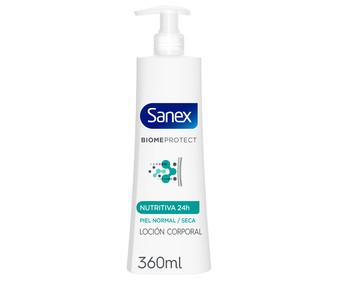 Loción corporal nutritiva para piel norma a seca SANEX Biomeprotect 360 ml. Loción corporal nutritiva para piel norma a seca SANEX Biomeprotect 360 ml.