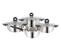 Batería de acero inoxidable de 4 piezas y 3 tapas de vidrio, modelo Diana, TABERSEO
