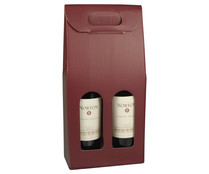 Cajas para botellas de vino con ventana 37,5 cm x 18 cm x 9 cm burdeos para 2 Botellas. PAPSTAR.