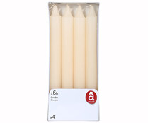 Velas para candelabro, 4 unidades en color blanco, SNC.