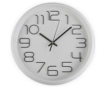Reloj de pared redondo de 30 centímetros color blanco, QUO.
