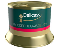 Bloc de foie gras de pato, elaborado sin gluten, ni huevo ni leche DELICASS 130 g.