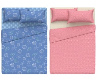 Juego de sábanas 100% microfibra estampado rosa/azul para cama de 135cm. ACTUEL. Juego de sábanas 100% microfibra estampado rosa/azul para cama de 135cm. ACTUEL.