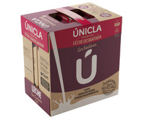 Leche de vaca desnatada y sin lactosa, de origen 100% gallega ÚNICLA 6 x 1 l.