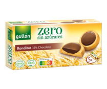 Galleta recubierta de chocolate negro sin azúcares. GULLÓN ZERO 186 g.