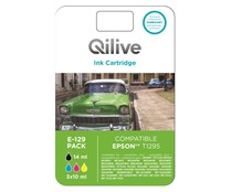 Pack de 4 cartuchos compatibles (Epson T1295) QILIVE E-129, negro, cian, magenta y amarillo.