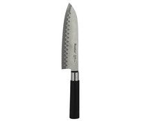 Cuchillo Santoku con hoja ancha y lisa de 17cm. fabricada en acero inoxidable, Asia METALTEX.