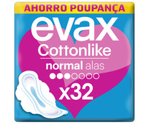 Compresas normal con alas EVAX Cottonlike 32 uds.