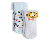 Lote de 2 pares de calcetines para reción nacido IN EXTENSO, talla 12/14.