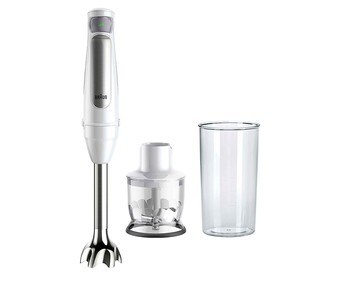 Batidora de mano con brazo de acero inoxidable BRAUN MQ7020, 1000W, velocidad variable, incluye vaso medidor y picadora. Batidora de mano con brazo de acero inoxidable BRAUN MQ7020, 1000W, velocidad variable, incluye vaso medidor y picadora.