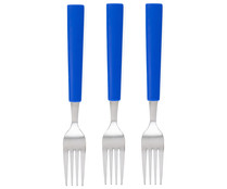 Set de 3 tenedores de mesa con mango color azul modelo blue habitat, QUID.