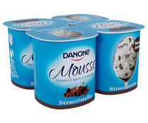 Mousse de stracciatella de textura ligera y cremosa DANONE 4 x 65 g.