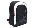 Mochila juvenil con doble compartimento y bolsillo portabotellas, color negro y blanco, Hashtag PRODUCTO ALCAMPO, 31x44x10cm.