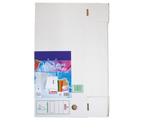 Lote de 3 cajas de archivos de cartón blanco, de tamaño folio y con lomo personalizable PRODUCTO ALCAMPO.