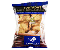 Mini tostadas de pan con cebolla, especiales para ahumados LA GAVILLA 80 g.