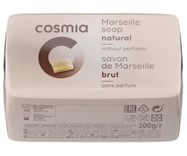 Pastilla de jabón de tocador sin perfume con jabón de Marsella COSMIA 200 g.