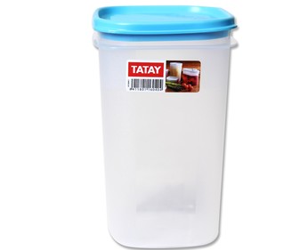 Recipiente cuadrado de plástico con tapa, apto para lavavajillas y microondas, 1 litro TATAY.