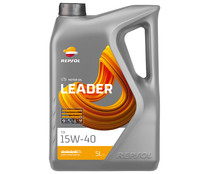 Tratamiento de aceite lubricante semisintético 15W-40 para motores gasolina o diésel, 5 litros, REPSOL Leder Inyection.