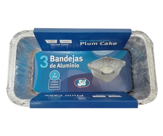 Moldes aluminio 1 litro + tapas (adecuado para plum cake)
