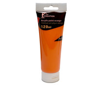 Tubo de pintura acrilica de color naranja. PRODUCTO ALCAMPO.