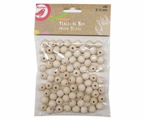 Set de 80 cuentas de madera color natural 12mm. PRODUCTO ALCAMPO.