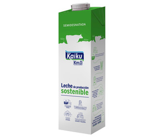 Leche semidesnatada de vaca, de producción sostenible KAIKU Km 0 1 l. Leche semidesnatada de vaca, de producción sostenible KAIKU Km 0 1 l.