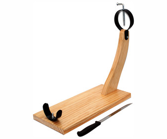 Soporte curvado para jamón, fabricado en madera, 40x17x30 centímetros INALSA. Soporte curvado para jamón, fabricado en madera, 40x17x30 centímetros INALSA.