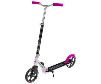 Patinete 2 ruedas de 20cm con pata de cabra y manillar extensible, color blanco y rosa RYDER WALKER.