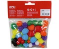 Bolsa de 78 pom pom de diferentes tamaños y colores APLI.