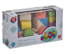 Tren con cubos de madera apilables Baby ONE TWO FUN ALCAMPO.