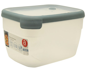 Tupper de plástico rectangular con tapa cierre clip, 2,4 litros ACTUEL.