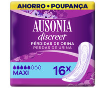 Compresas maxi para pérdidas de orina moderadas a severas AUSONIA Discreet 16 uds.
