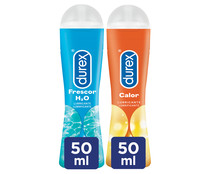 Pack de 2 geles lubricantes íntimos uno con efecto frio y otro con efecto calor DUREX. 