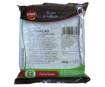 Canelones con bechamel rellenos de espinacas PRIELÁ Recetas de la abuela 300 g. Canelones con bechamel rellenos de espinacas PRIELÁ Recetas de la abuela 300 g.