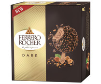Bombon helado de avellana recubierto de chocolate negro con trozos de avellanta FERRERO ROCHER Dark 4 x 70 ml.